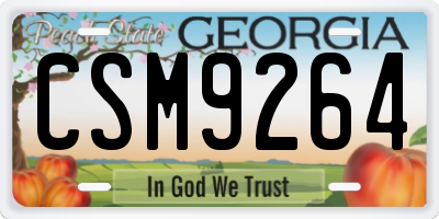 GA license plate CSM9264