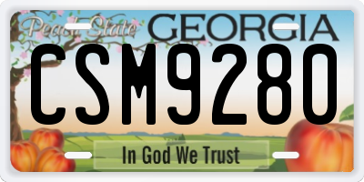 GA license plate CSM9280