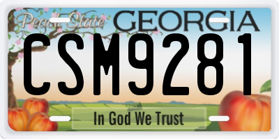 GA license plate CSM9281