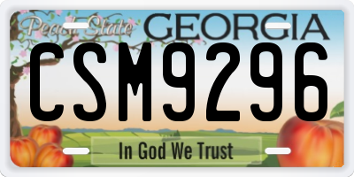 GA license plate CSM9296