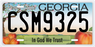 GA license plate CSM9325