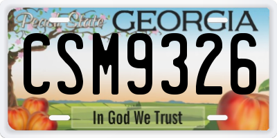 GA license plate CSM9326