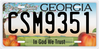 GA license plate CSM9351