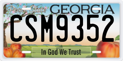 GA license plate CSM9352