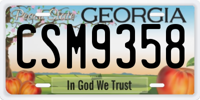 GA license plate CSM9358