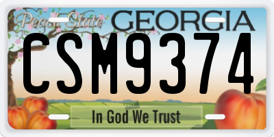 GA license plate CSM9374