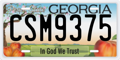 GA license plate CSM9375