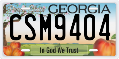 GA license plate CSM9404