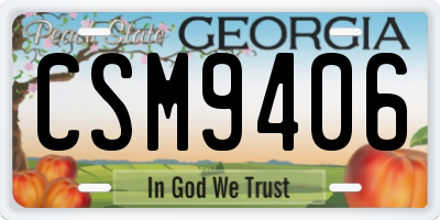 GA license plate CSM9406