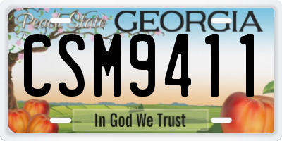 GA license plate CSM9411