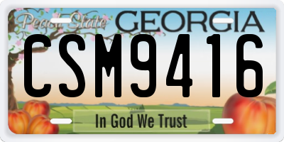 GA license plate CSM9416