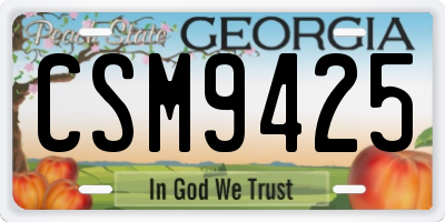 GA license plate CSM9425