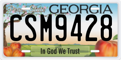 GA license plate CSM9428