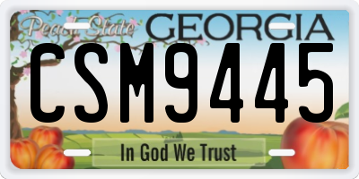 GA license plate CSM9445