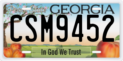 GA license plate CSM9452