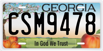 GA license plate CSM9478