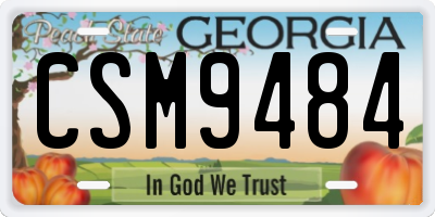 GA license plate CSM9484