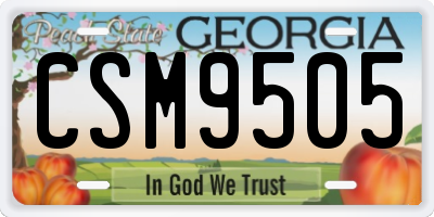 GA license plate CSM9505