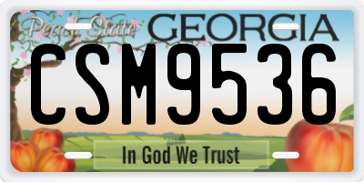 GA license plate CSM9536