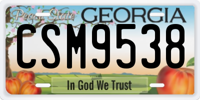 GA license plate CSM9538