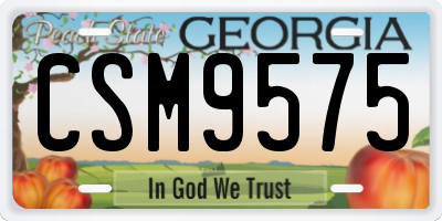 GA license plate CSM9575