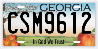 GA license plate CSM9612
