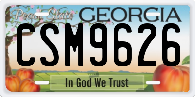 GA license plate CSM9626