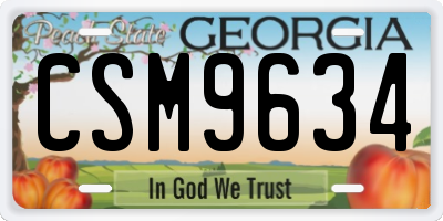 GA license plate CSM9634