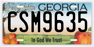 GA license plate CSM9635