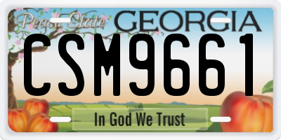 GA license plate CSM9661