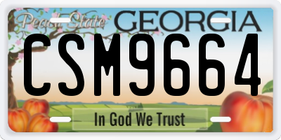 GA license plate CSM9664