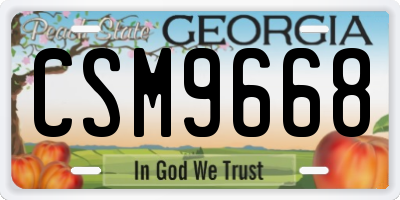 GA license plate CSM9668