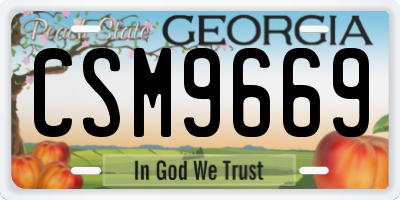 GA license plate CSM9669