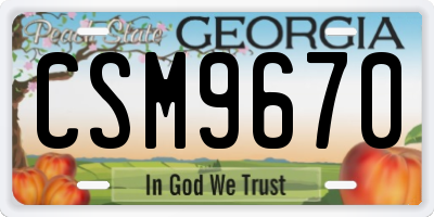 GA license plate CSM9670
