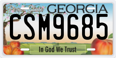 GA license plate CSM9685