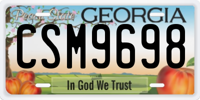 GA license plate CSM9698