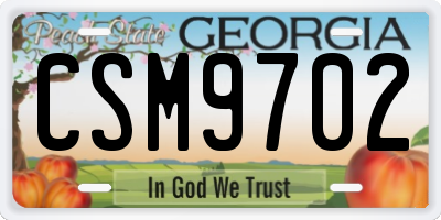 GA license plate CSM9702