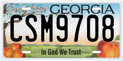 GA license plate CSM9708