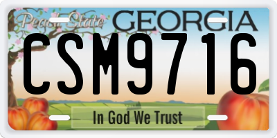 GA license plate CSM9716