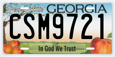 GA license plate CSM9721