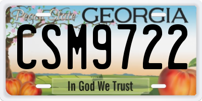 GA license plate CSM9722