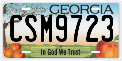 GA license plate CSM9723