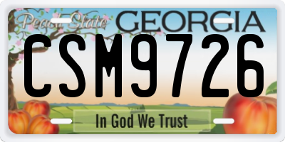 GA license plate CSM9726