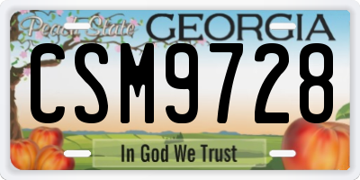 GA license plate CSM9728