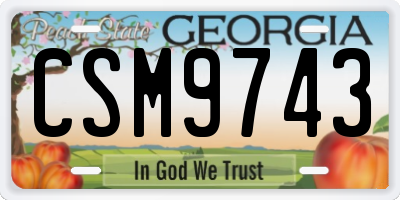 GA license plate CSM9743