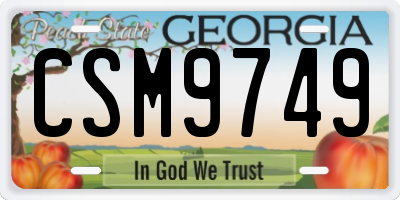 GA license plate CSM9749
