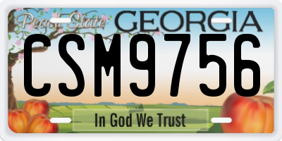 GA license plate CSM9756