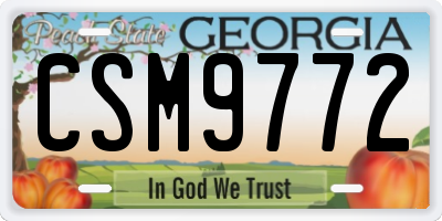 GA license plate CSM9772