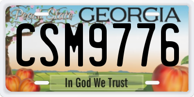 GA license plate CSM9776