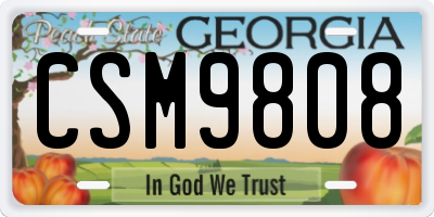 GA license plate CSM9808